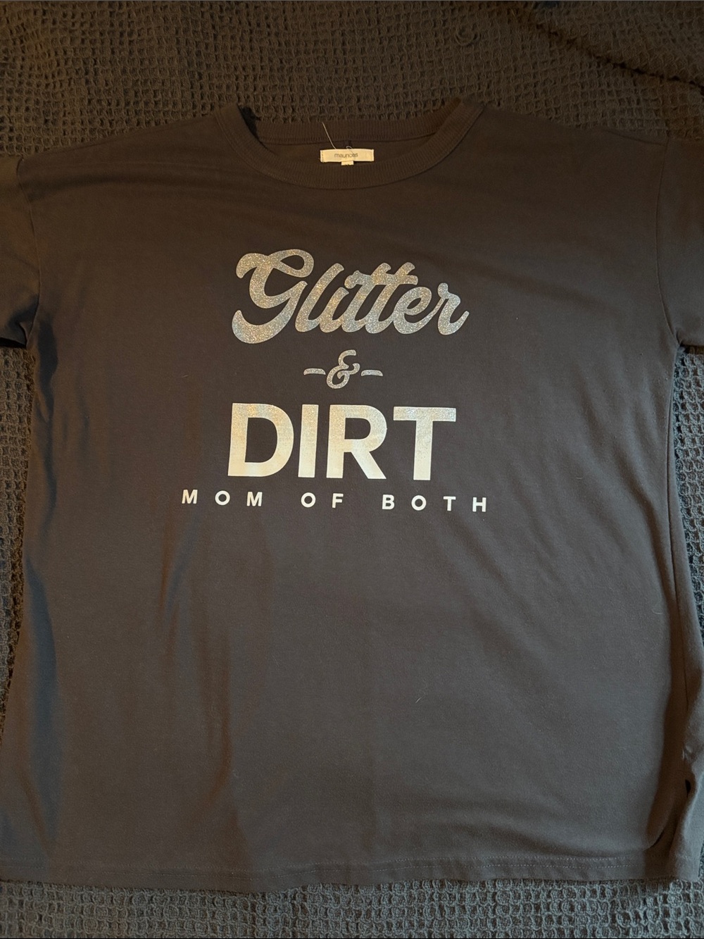 Mom of Both "Glitter & Dirt" Tee in Charcoal